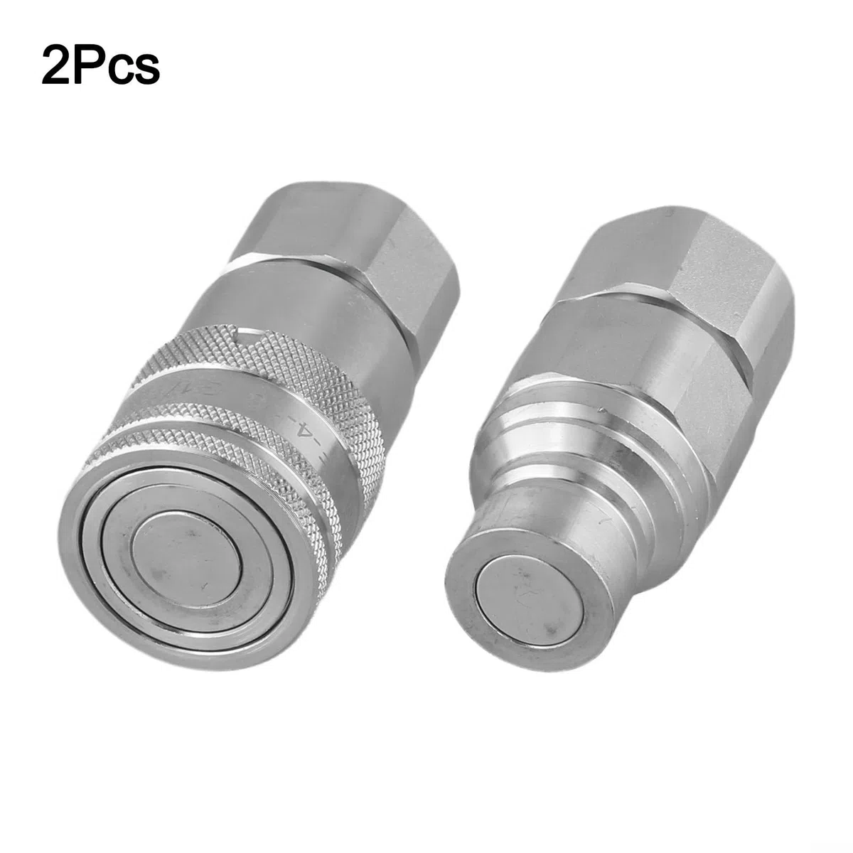 Set di accoppiatori rapidi idraulici, con valvola, design a faccia piatta, per NPT 1/4" 3/8" 1/2" 3/4", acciaio al carbonio e costruzione in acciaio inossidabile, per agricoli e industriali