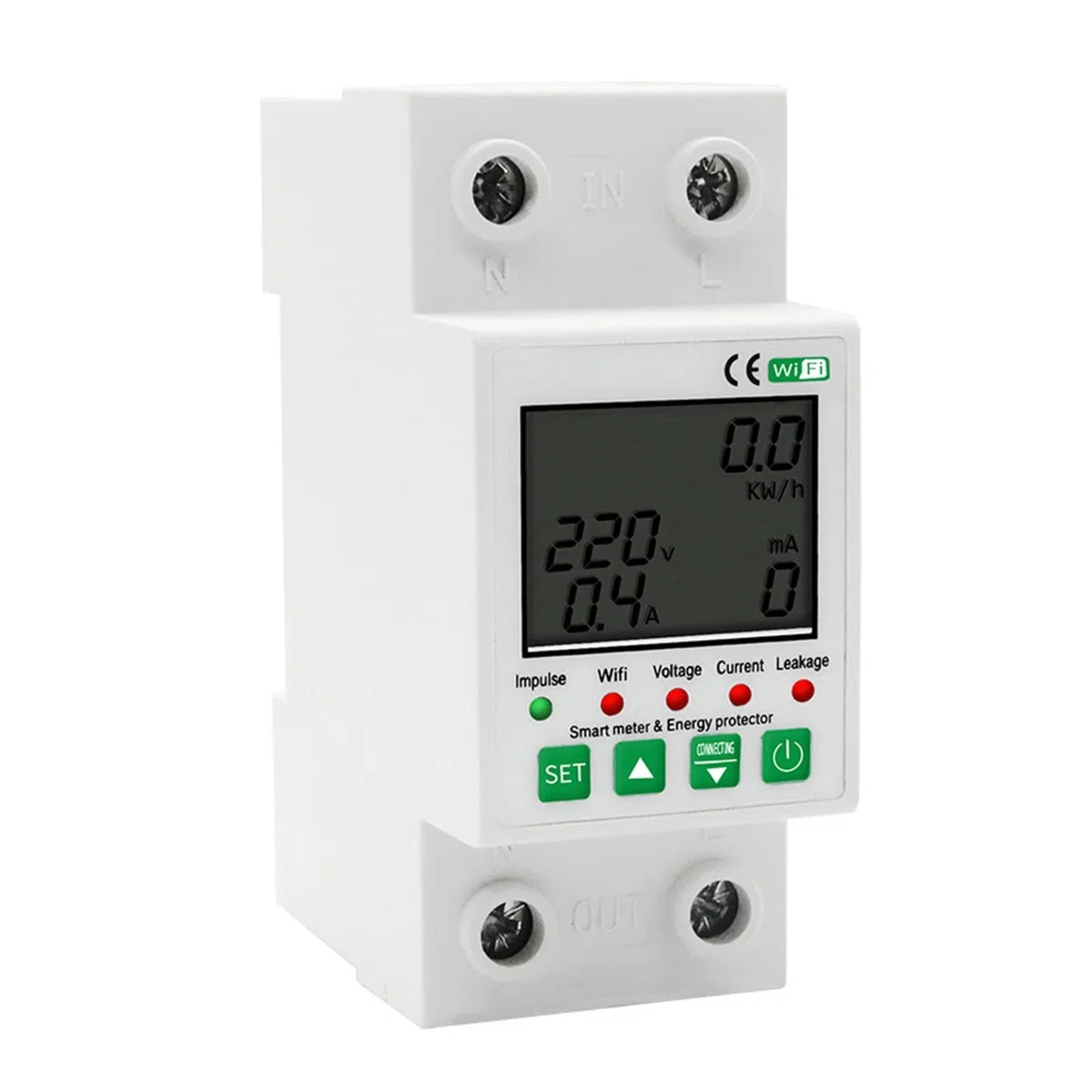 Tuya Smart Energy Meter 2P 63A KWh Over Under Voltage Leakage Protection Contatore di energia intelligente