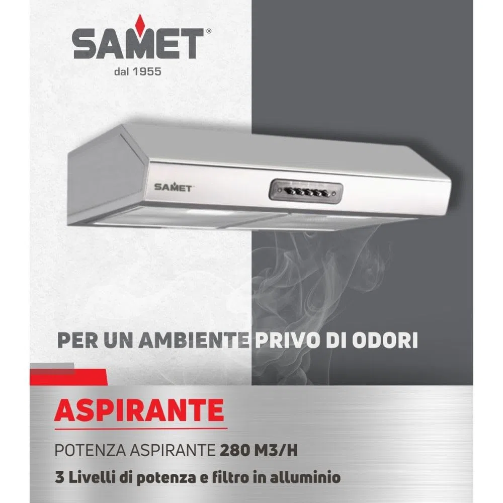 Gruppo cappa sottopensile Tornado 60 Samet colore inox