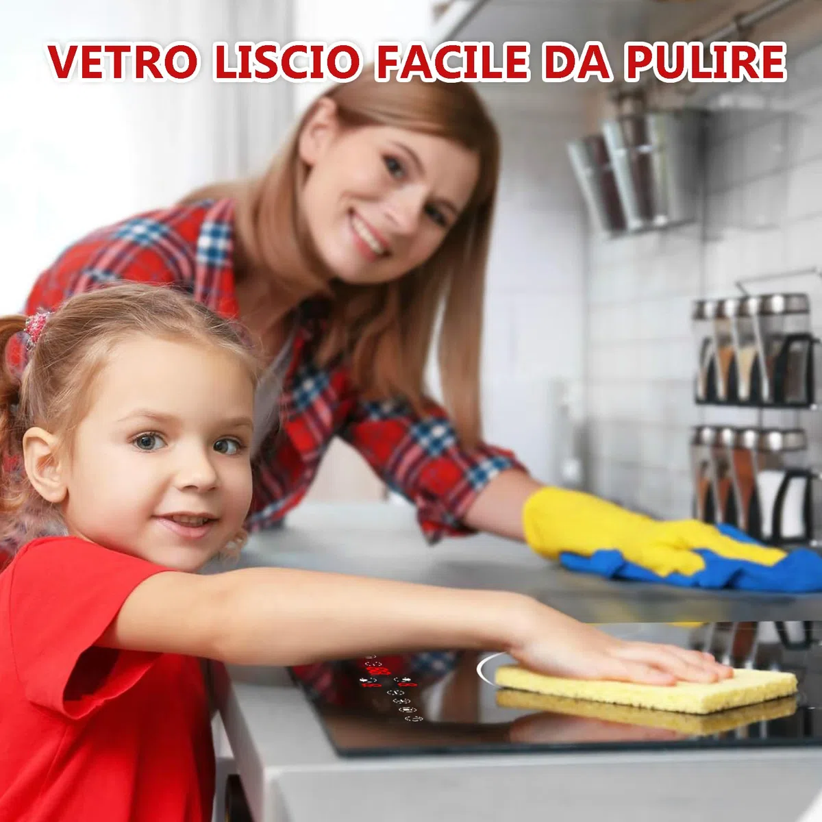 Piano Cottura 2 Fuochi Elettrico Vetroceramica, 30cm Vetroceramica Piano Cottura Elettrico a Incasso con Spina, Controllo a Sfioramento, 9 Livelli di Riscaldamento,Blocco di Sicurezza, 3000W