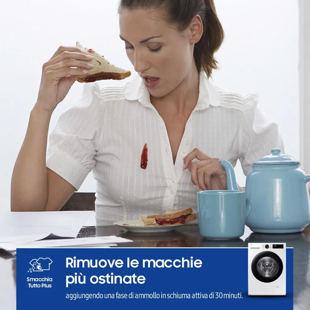 Samsung Lavatrice Crystal Clean WW80CGC04DAEET Libera installazione, 8 Kg, Wifi, Ecobubble, Vapore, Carica Frontale, 60l x 85h x 60p cm