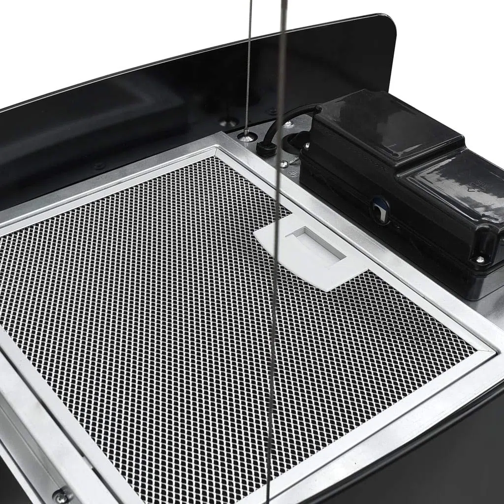 Festnight Cappa da Cucina ad Isola Sospesa LCD Sensore in Vetro Temperato Cappa Cucina Isola 37 cm Cappe Aspirante 756 m³/h 3 Livelli di Potenza Colore Nero