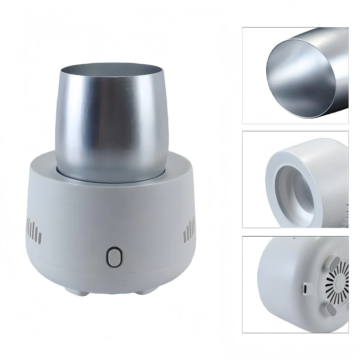Tazza refrigerante Mood Light, refrigeratore per bevande con coperchio isolato, tazza refrigerante 2 in 1, refrigeratore elettrico per bevande per birra, caffè, succhi e yogurt - Bianco
