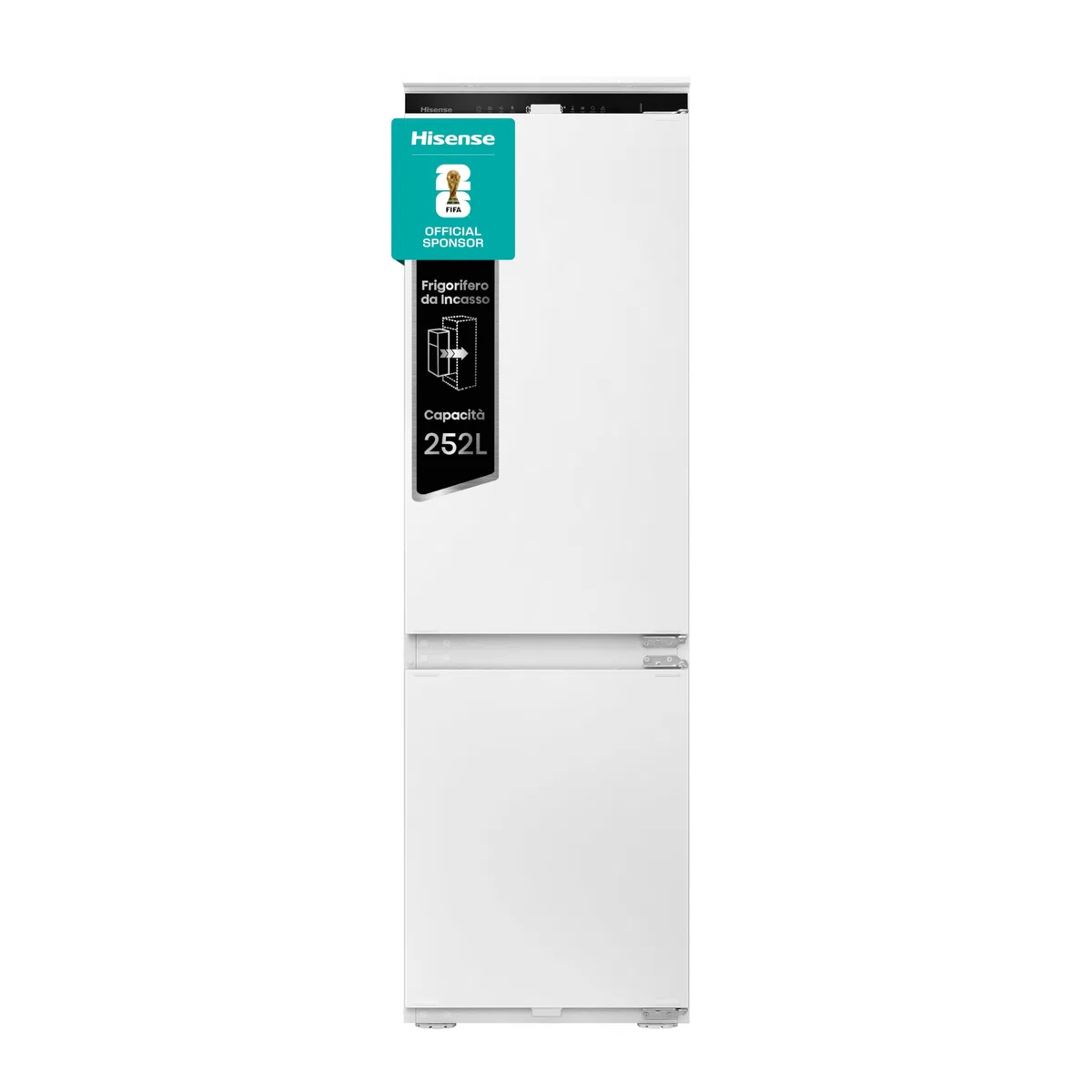 Hisense RB3B250NEWE1, Frigorifero Combinato da incasso da 252 litri, Display LED, Total No Frost 178 cm, Bassa Rumorosità 35 dB, Funzione Convert, Luce Superiore e Laterale, Bianco
