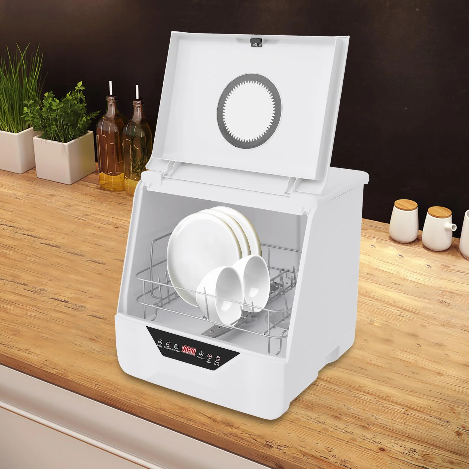 Mini lavastoviglie da 220 V, 800 W, con 4 programmi di lavaggio, per cucina, appartamento, campeggio, camper