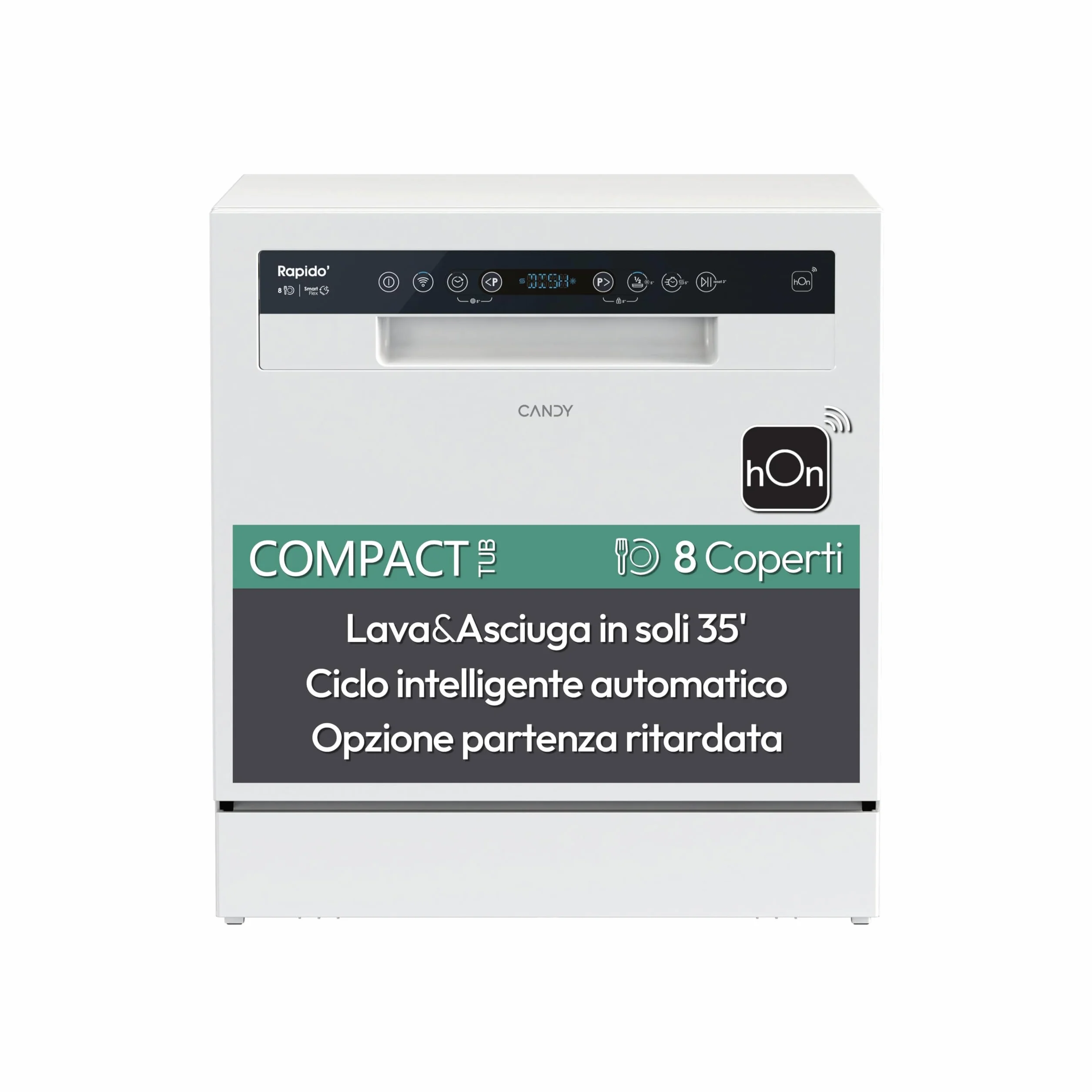 Candy Rapido' CP 8F9FFW Lavastoviglie Compatta 8 Coperti 8 Programmi 59.5x50.1x55 cm Bianco