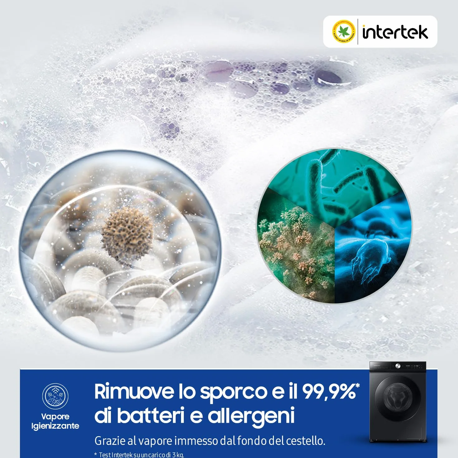 Samsung Lavatrice Bespoke AI Quickdrive WW11DB8B95GB/U3, 11 Kg, 1400 RPM, Wi-Fi, AI Control, Vapore, Carica Frontale, 60l x 85h x 60p cm (Ricondizionato)