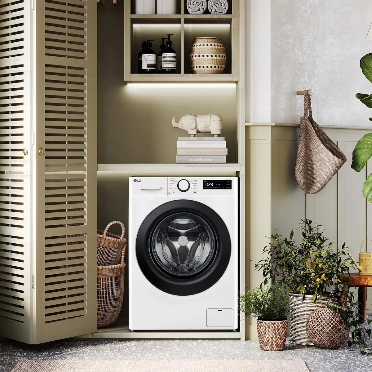 LG AI DD F4WR6010AGW Lavatrice 10 kg Serie R5, Carica Frontale, Classe A-10%, 1400 giri, TurboWash 360, Lavaggio a vapore, Motore Direct Drive, Smart Diagnosis, Libera installazione, Bianca