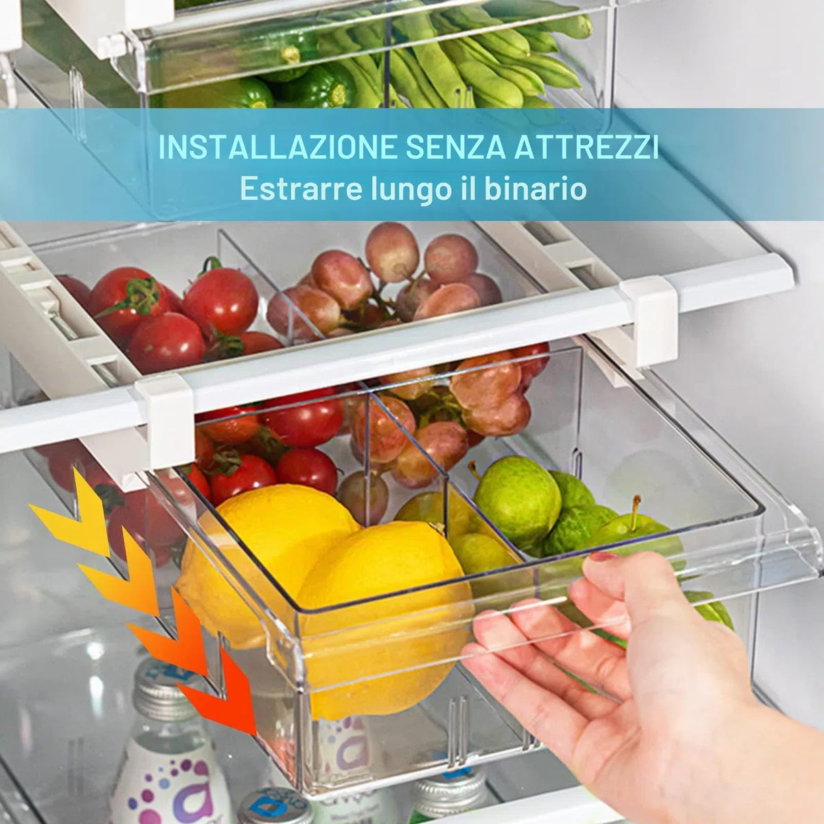JOYBOY Cassetti per Frigoriferi,Set da 4 Pezzi, Liberamente Estraibile, Scatola Portaoggetti