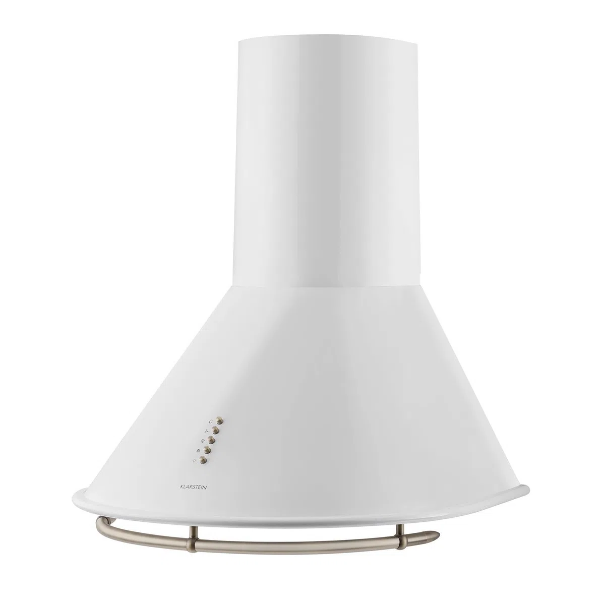Klarstein Lumio Neo Cappa Aspirante Retró da cucina a parete in acciaio, 60 cm, capacità di aspirazione pari a 610m³/h, illuminazione alogena attivabile, Tre velocità di ventilazione, Bianco