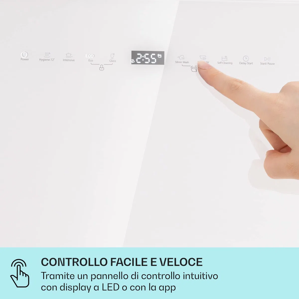 Klarstein Lavastoviglie 5 Coperti, Libera Installazione Silenziosa con 6 Programmi di Lavaggio, Piccola, Mini da Tavolo Compatta e Facile da Installare, Vetro, Bianco