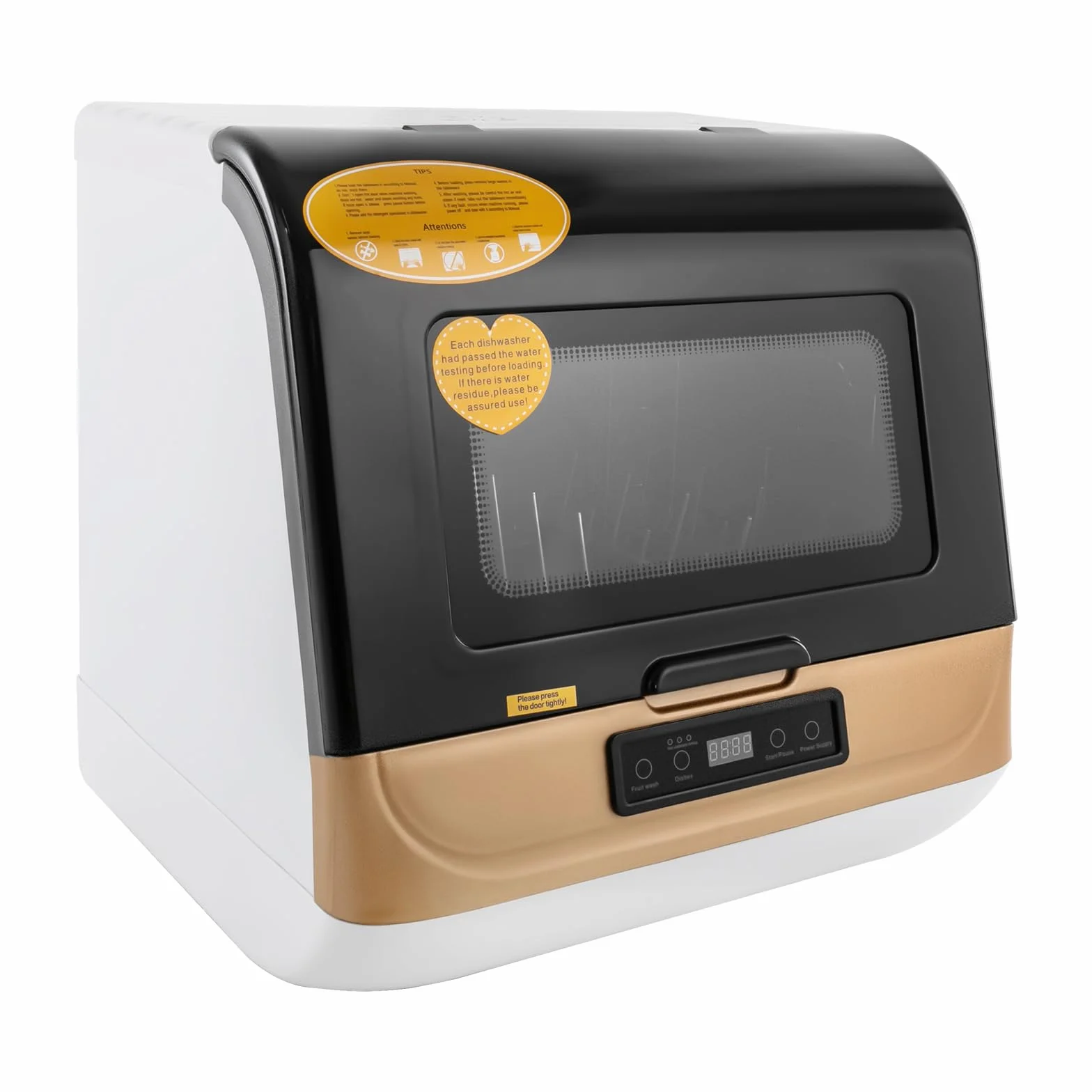Gold - Lavastoviglie da tavolo moderna, mini lavastoviglie, con 360°, asciugatura, per appartamenti e caravan, 800 W
