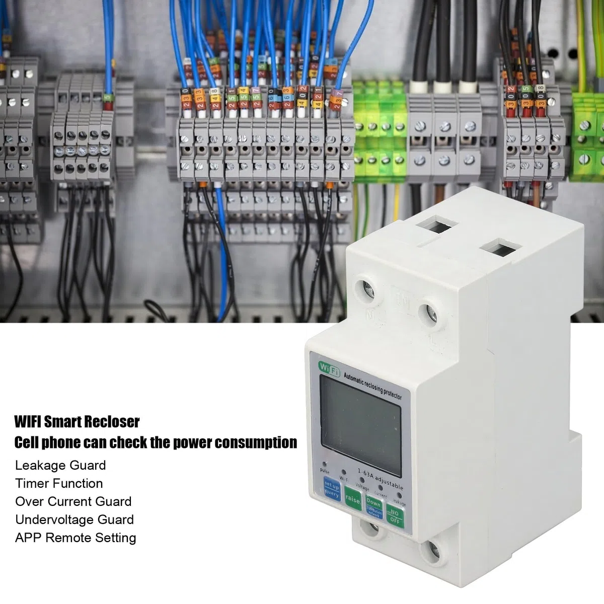 Monitor di Energia Intelligente WiFi Misuratore di Potenza con Controllo Remoto e Display Digitale