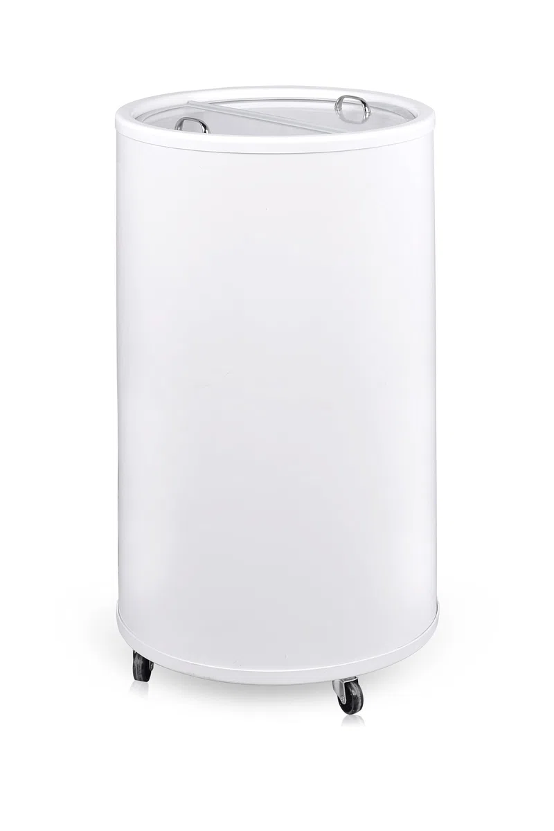METRO Professional Party-Cooler/frigo bibite su ruote, HCR40, plastica/vetro temperato, Ø 44.2 x 74.5 cm, 34 L, con 4 ruote, ideale per lattine, bianco