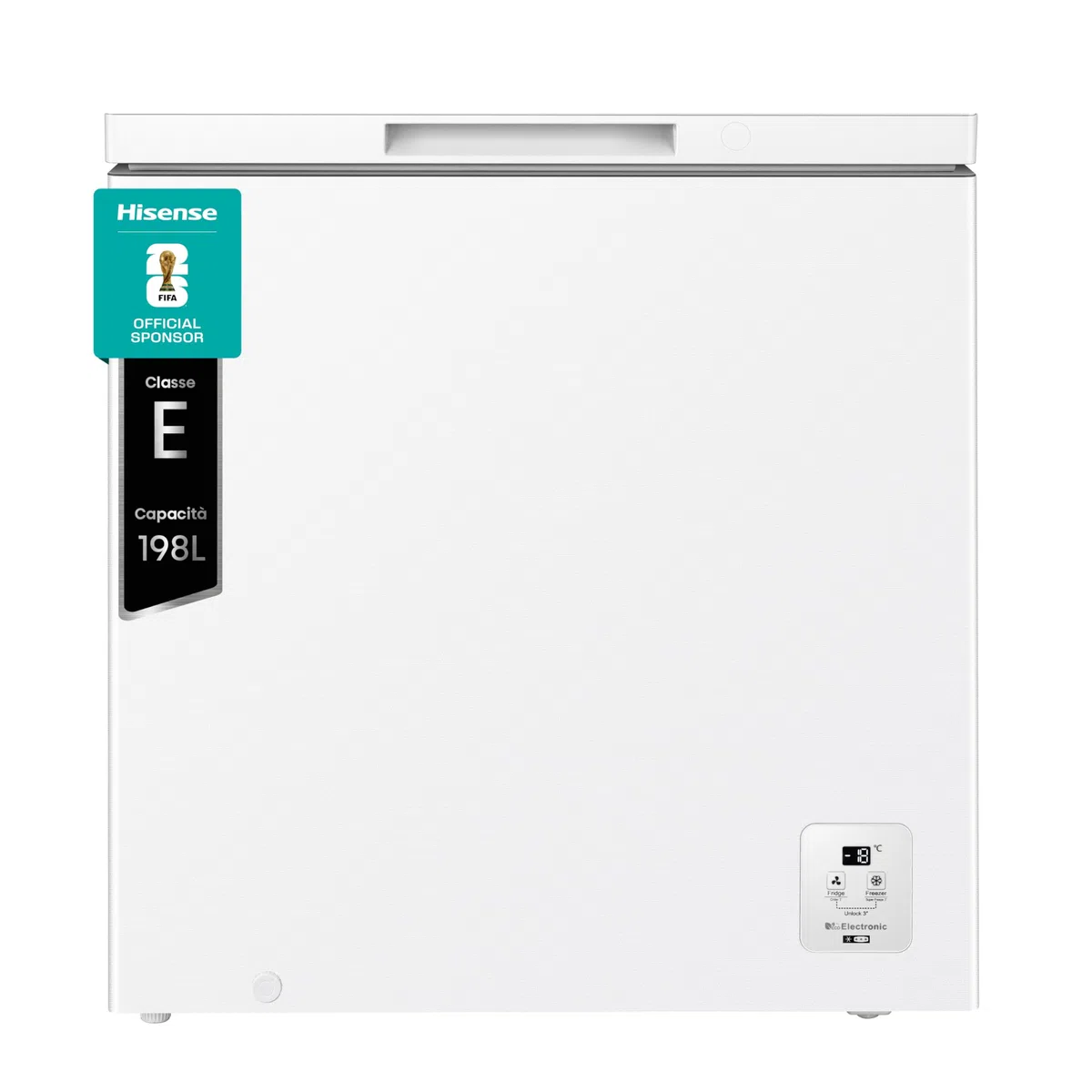 Hisense FT200N1AWE NUOVO Congelatore a pozzo 198 litri, Display Led, Super Silenzioso 40 db, classe E, (L*P*A): 78,7×55,9×85,8 cm, Bianco