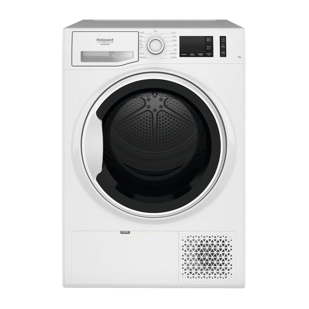 Hotpoint - Asciugatrice 9 Kg NT M11 92WK IT - Asciugatrice Pompa Calore Classe A++ A Libera Installazione, Altezza 84,9cm, Larghezza 59,5cm, Profondità 65,5cm.