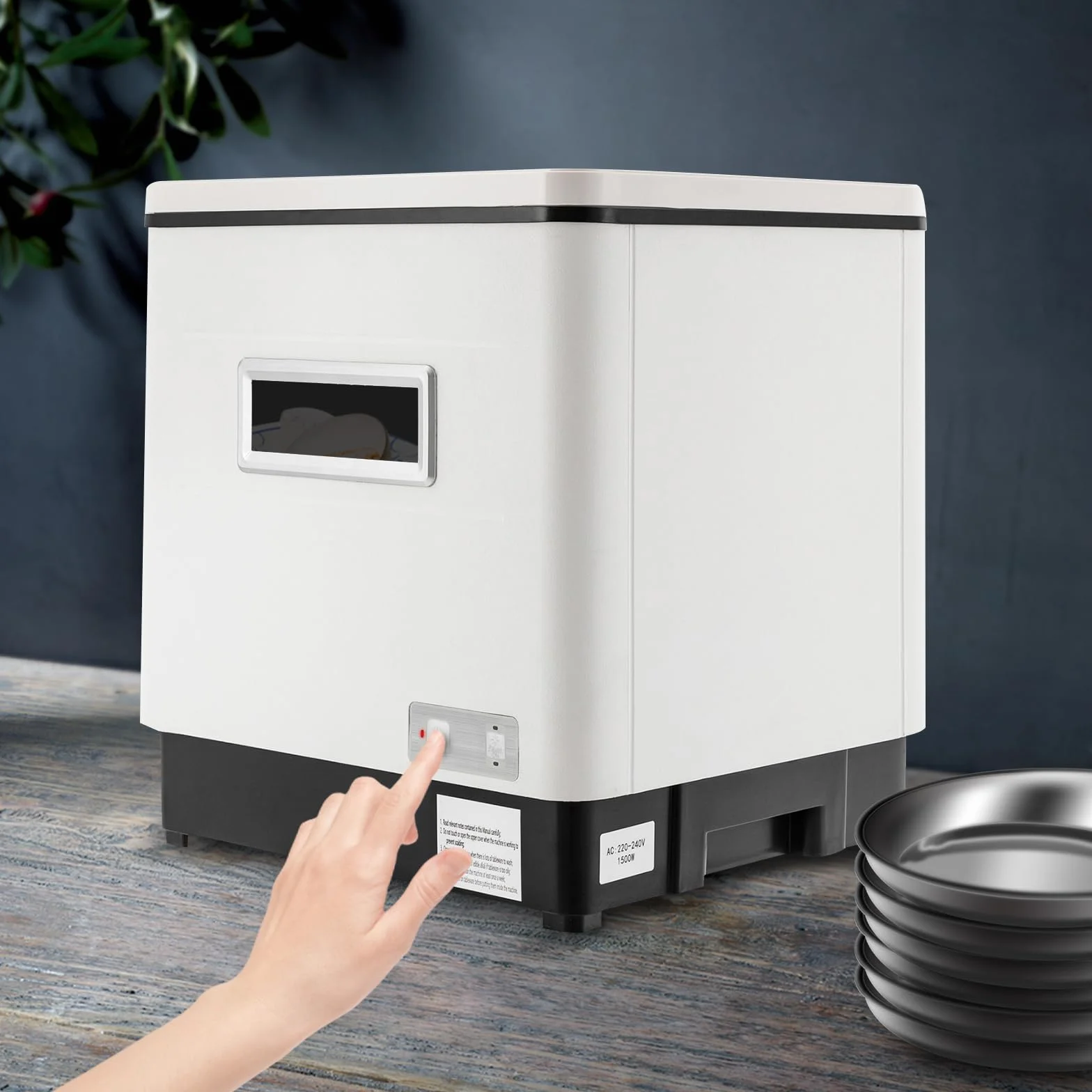 Mini lavastoviglie da tavolo 1500W con funzione di asciugatura, lavastoviglie per cucine piccole, appartamenti, 60L, piccola lavastoviglie per casa, ufficio, campeggio con allacciamento idrico