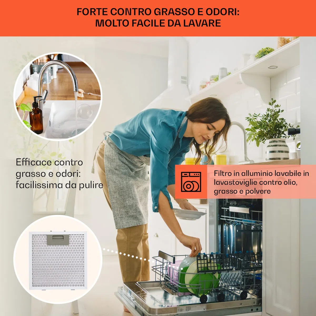 Klarstein Cappa Sospesa Isola Cucina LED 558m³/h Filtri Antigrasso Carboni Attivi
