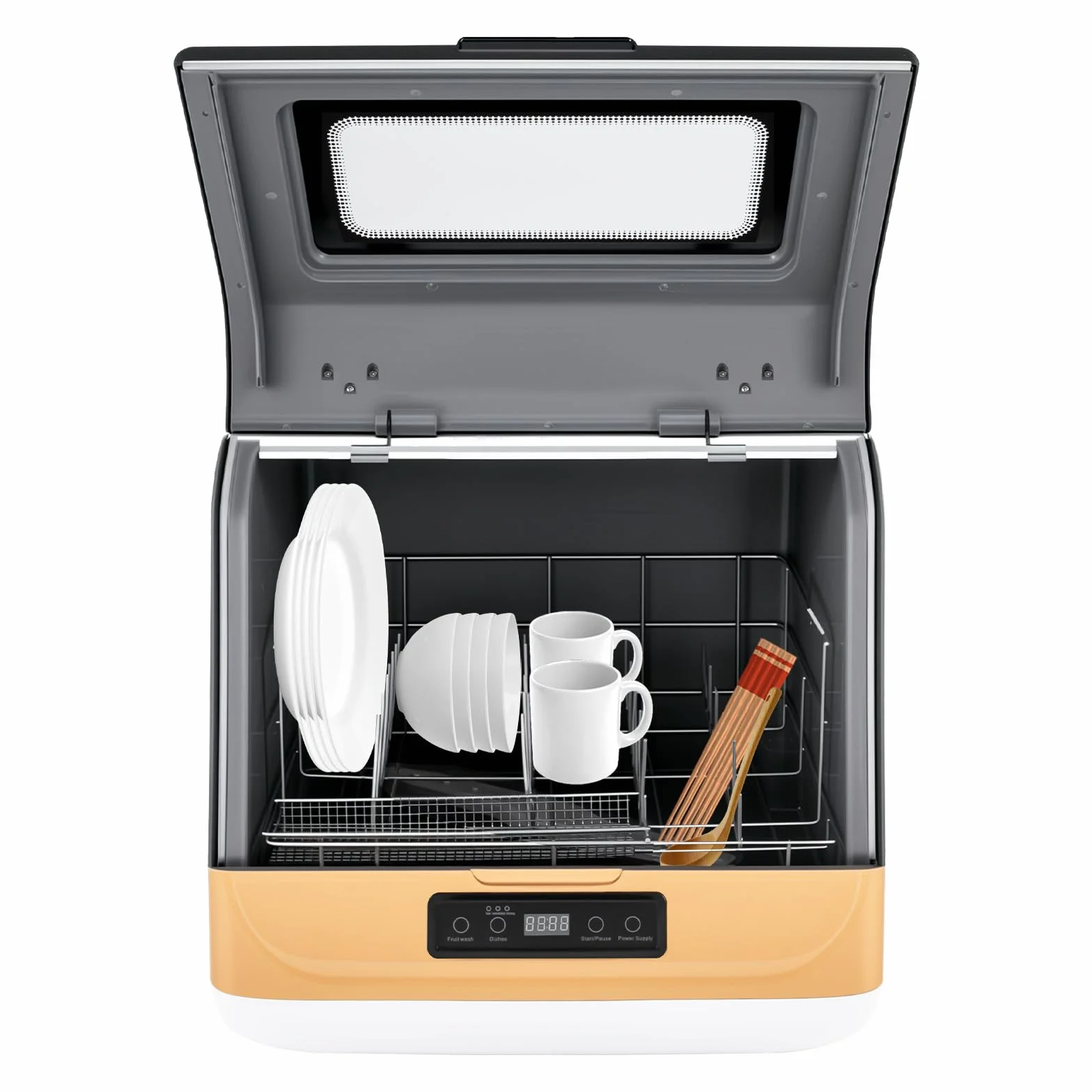 3 modalità di pulizia Lavastoviglie portatile, 800 W, 220 V, mini lavastoviglie da tavolo, per 4 – 6 set di posate, 45 x 40 x 44,8 cm (oro)