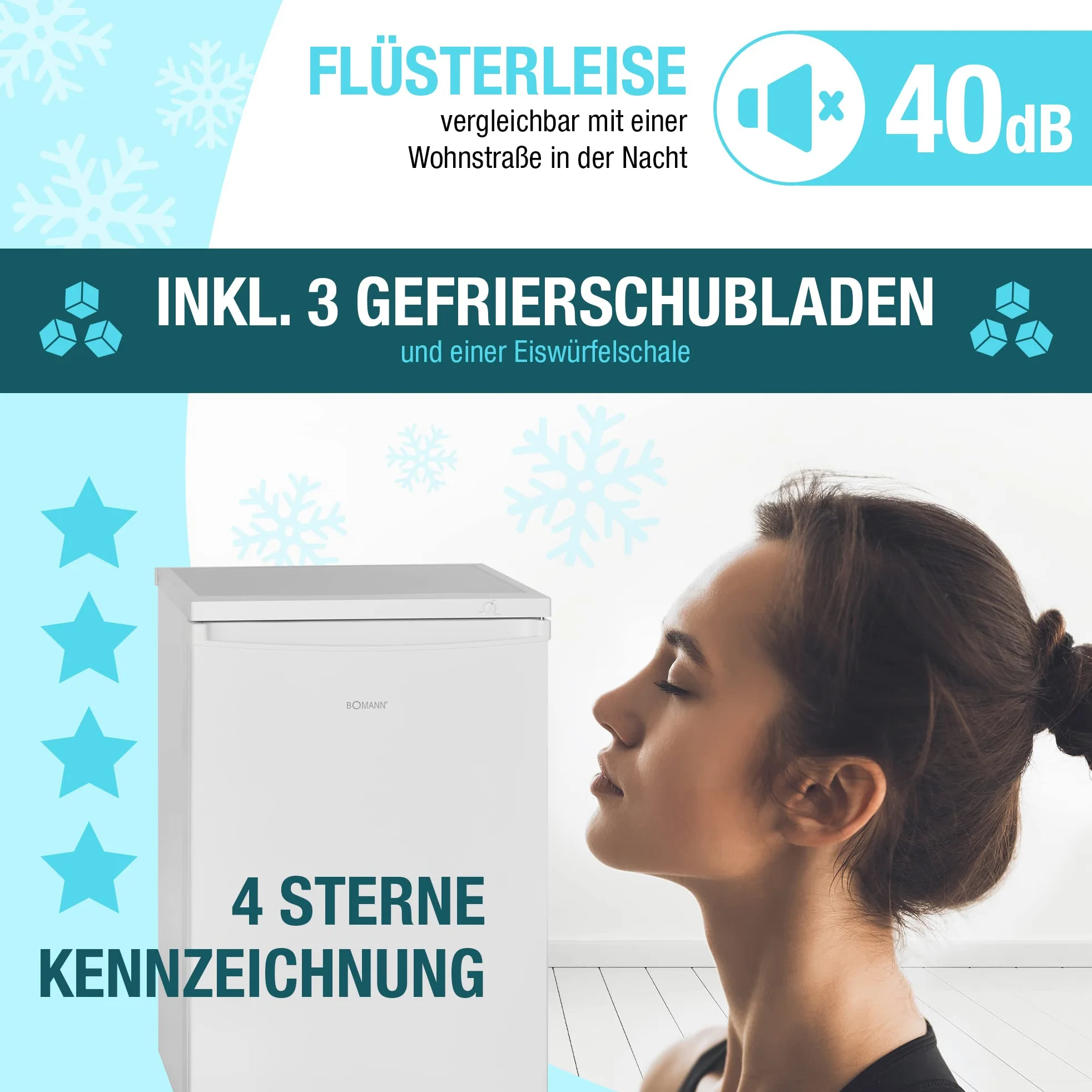 Congelatore 85 l Bomann GS 2186 Classe energetica A Stand alone Bianco