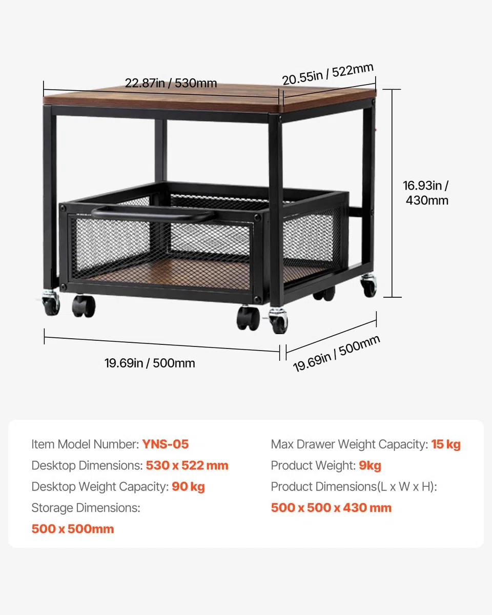 VEVOR Mini Portafrigo con Capacità di Carico di 90 kg, Tavolino da Frigo con Carrello Mobile e Ruote Girevoli, Portafrigo per Bevande per Caffè Bar, Portafrigorifero per Appartamento Marrone