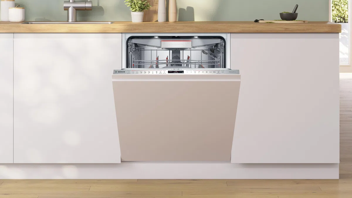 Bosch SMV8ECX01E Serie 8, Lavastoviglie Smart da incasso a scomparsa totale, Informazioni lavaggio a pavimento, Cestelli personalizzabili, Motore EcoSilence Drive, Acciaio a ridotte emissioni, 60 cm.