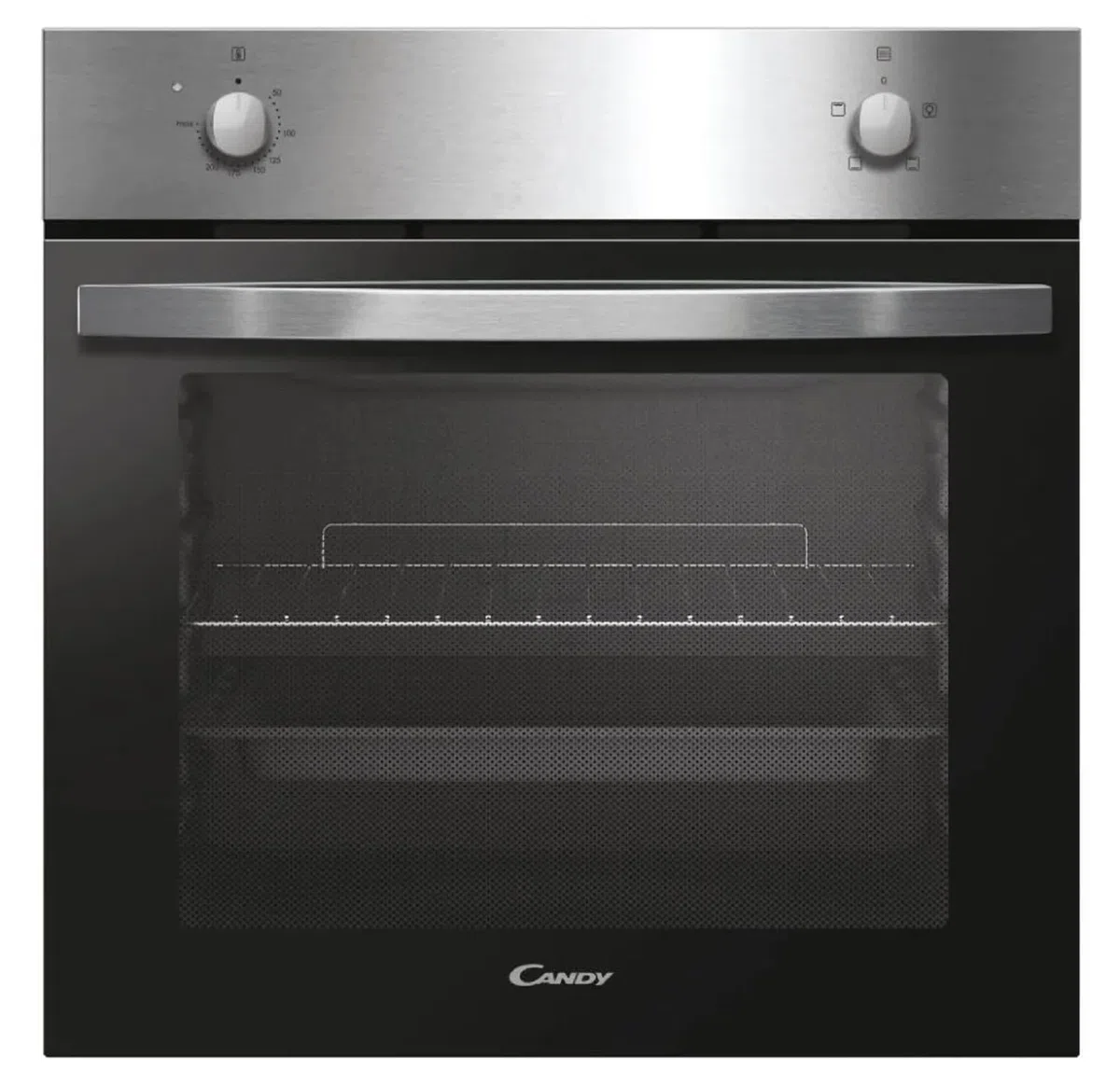 Candy Idea - Forno da Incasso 70L, 4 Funzioni, Classe A, Controlli Meccanici, Design Inox, AxLxP 59,5 x 59,5 x 56,8 cm, FCID X100
