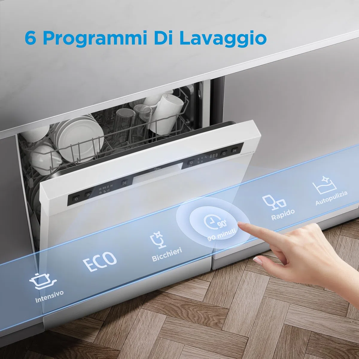 Midea MFD60S120W-HR Lavastoviglie Libera Installazione 12 coperti 6 Programmi 60 cm Bianco