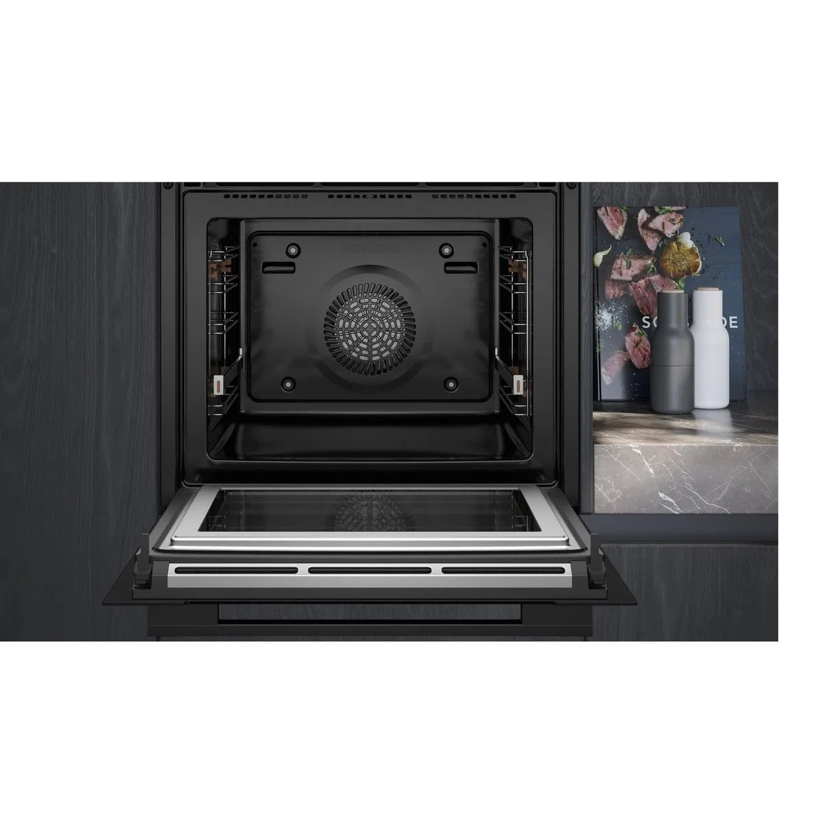 Siemens HM776GKB1 iQ700 - Forno da incasso intelligente con funzione microonde, 60 x 60 cm, 800 W, prodotto in Germania, nero, activeClean & humidClean autopulente, Air Fry, cookControl, touch screen