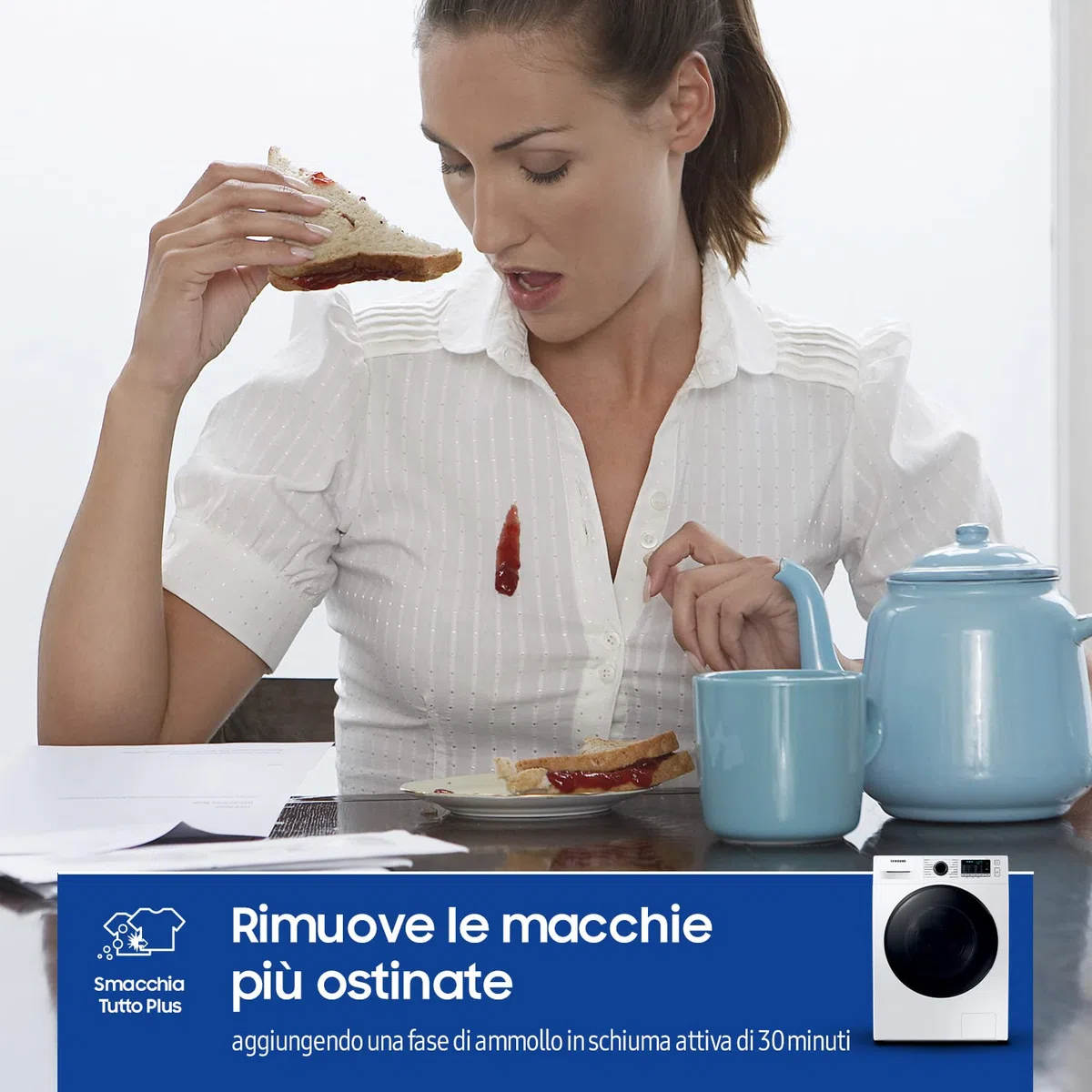 Samsung Lavasciuga Crystal Clean con Ecobubble, WD90TA046BE, 9+6 Kg, 1400 RPM, Classe B/E, Vapore, 60l x 85h x 65p cm (Ricondizionato)