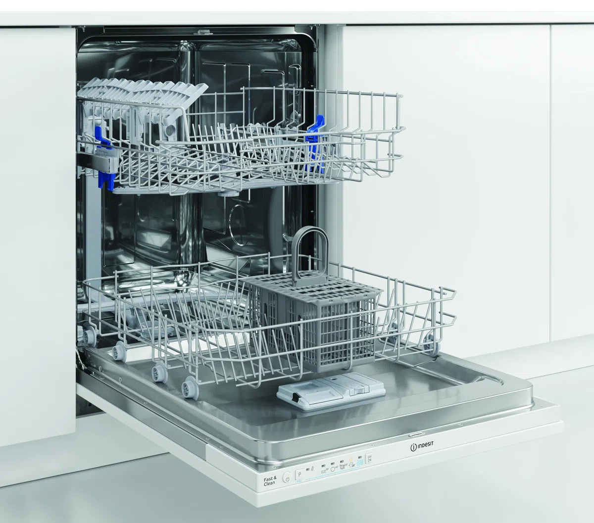 Indesit IN2IE14CNP80 Lavastoviglie A Scomparsa Totale, 60 Cm, 49 dBA, 14 Coperti, 5 Programmi, Lavaggio Fast&Clean 28 Minuti, Funzione Push&Go, Vasca In Acciaio Inox, Classe Energetica E