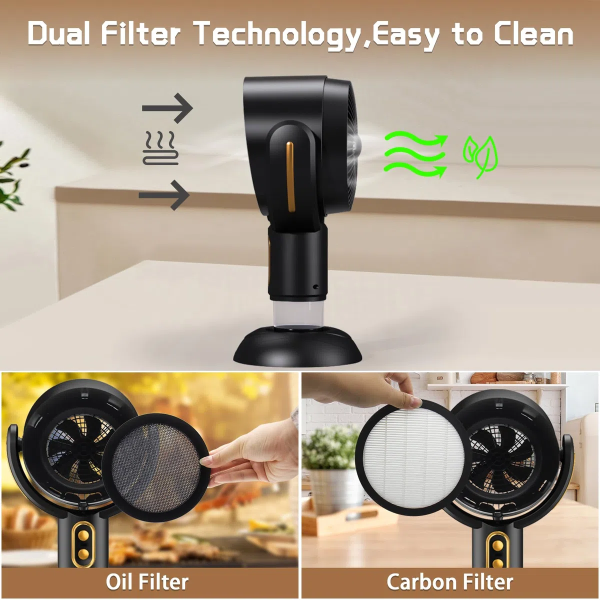 Mostop Cappa aspirante portatile, USB Desktop con 2 velocità, filtro rimovibile e lavabile, cappa desktop senza fili per interni BBQ, Hot Pot