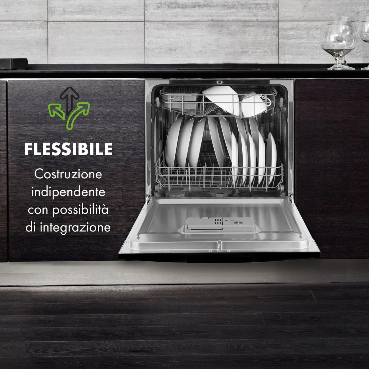 Klarstein Lavastoviglie 8 Coperti, Libera Installazione Silenziosa e Integrata con 8 Programmi di Lavaggio, Mini Piccola e Compatta, Mini per Casa e Ufficio