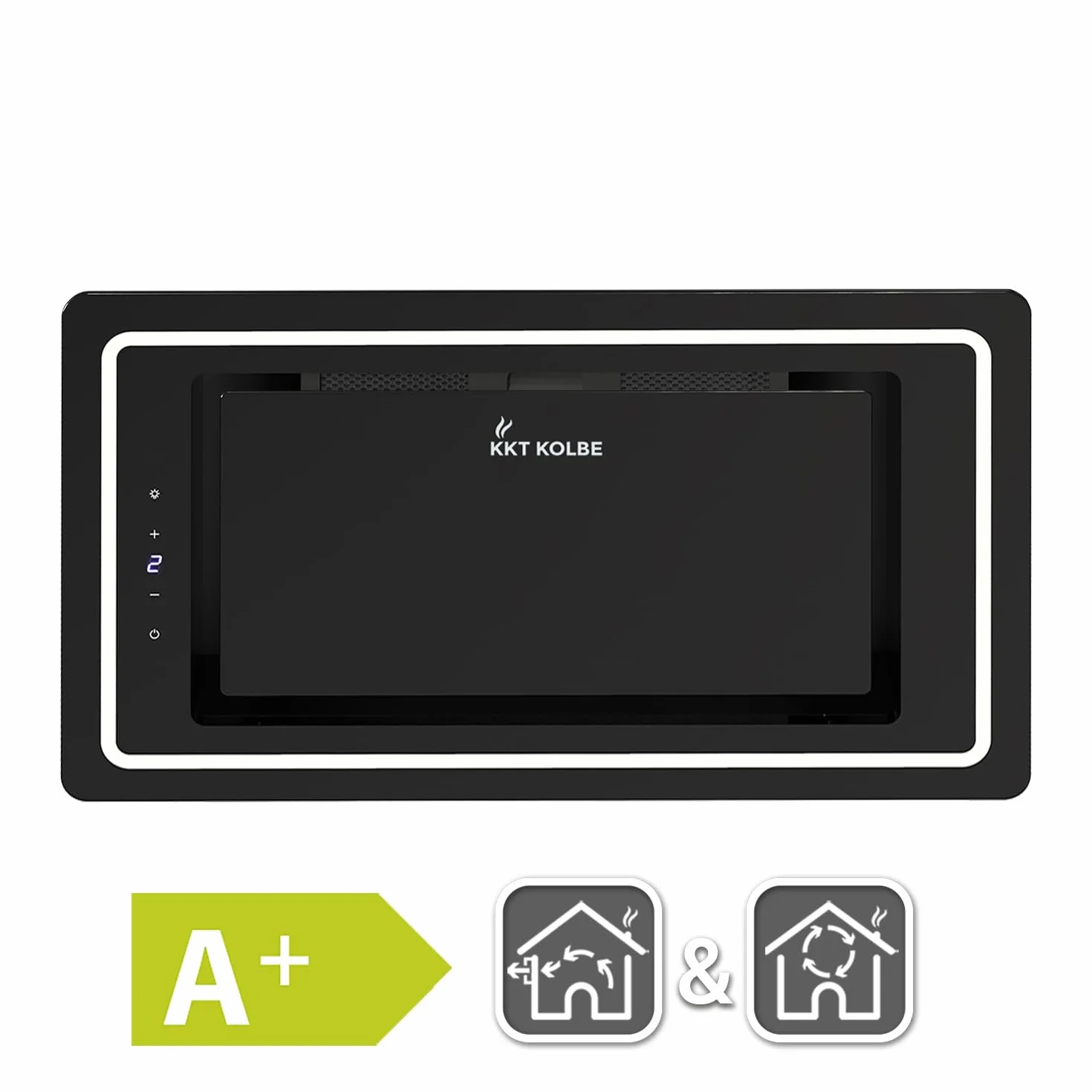Cappa aspirante 52 cm | Cappa Isolotto | acciaio inossidabile | vetro nero | auto spegnimento | LB520