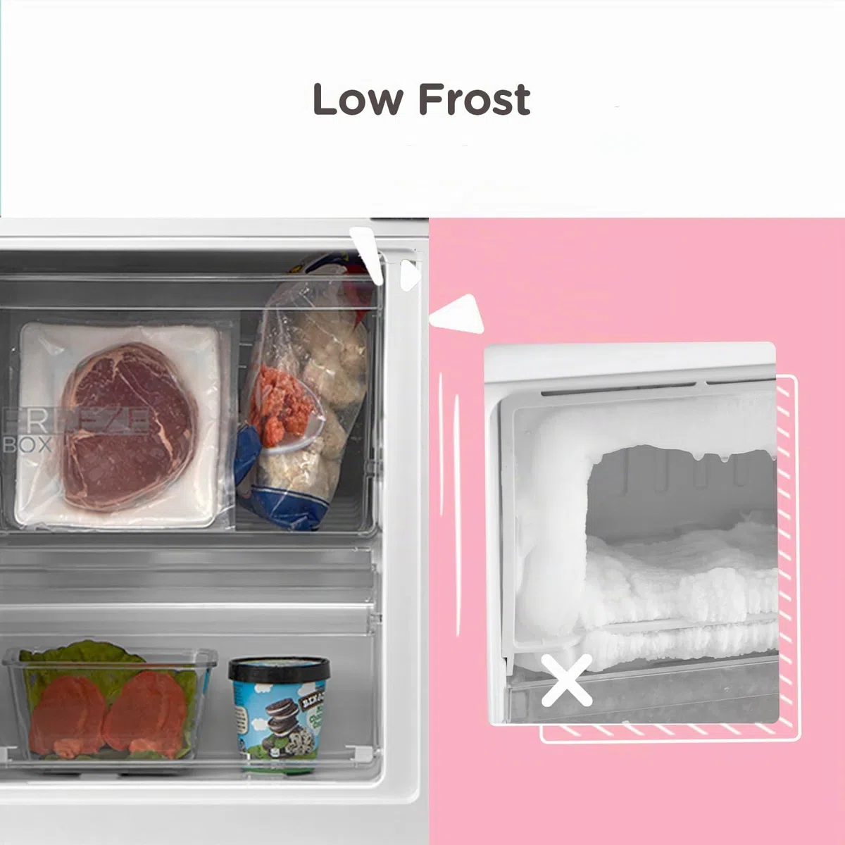 COMFEE' RCB359IX2 262L Frigorifero Combinato, Low Frost, 177,5 cm, 39 dB, LED, Inox