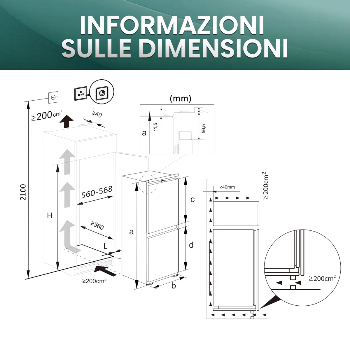 Hisense RB3B250NEWE1, Frigorifero Combinato da incasso da 252 litri, Display LED, Total No Frost 178 cm, Bassa Rumorosità 35 dB, Funzione Convert, Luce Superiore e Laterale, Bianco