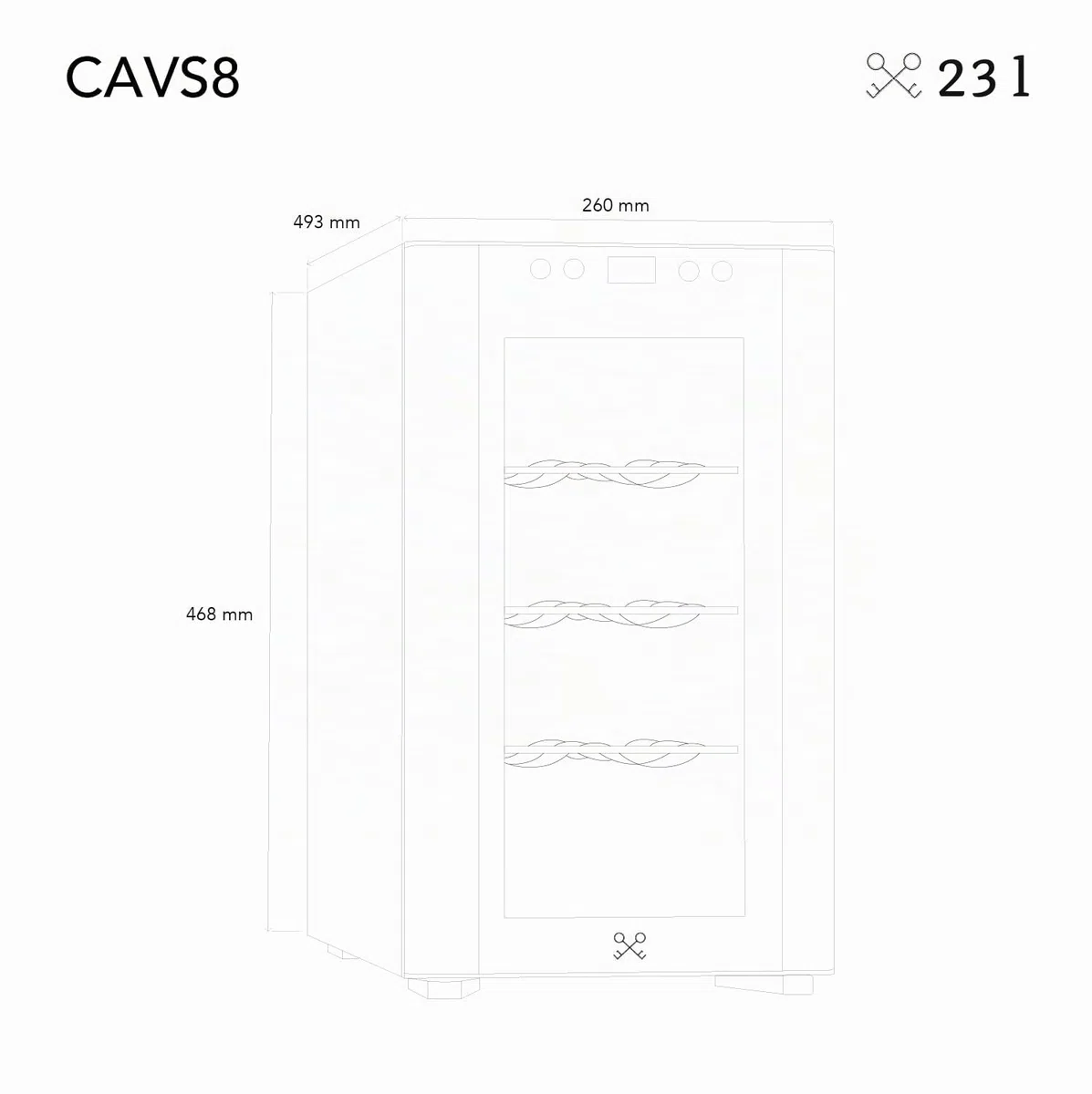 LES PETITS CHAMPS CAVS8 Cantinetta per vino a libera installazione, 8 bottiglie