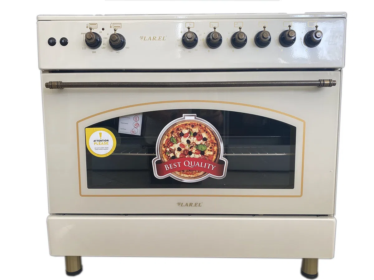 Kuchenka gazowa 90x60 RUSTICA Lar.El 5-palnikowa z akcesoriami elektrycznymi
