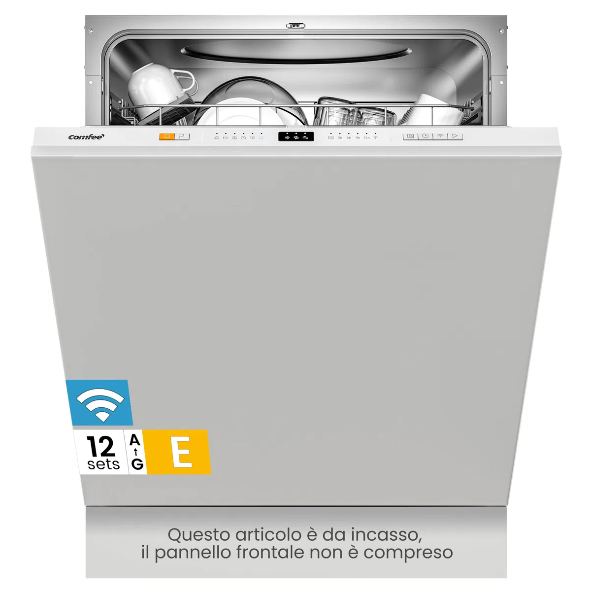 COMFEE' CDWPB1215P-W Lavastoviglie da Incasso 12 coperti 8 Programmi Home Connect Inox