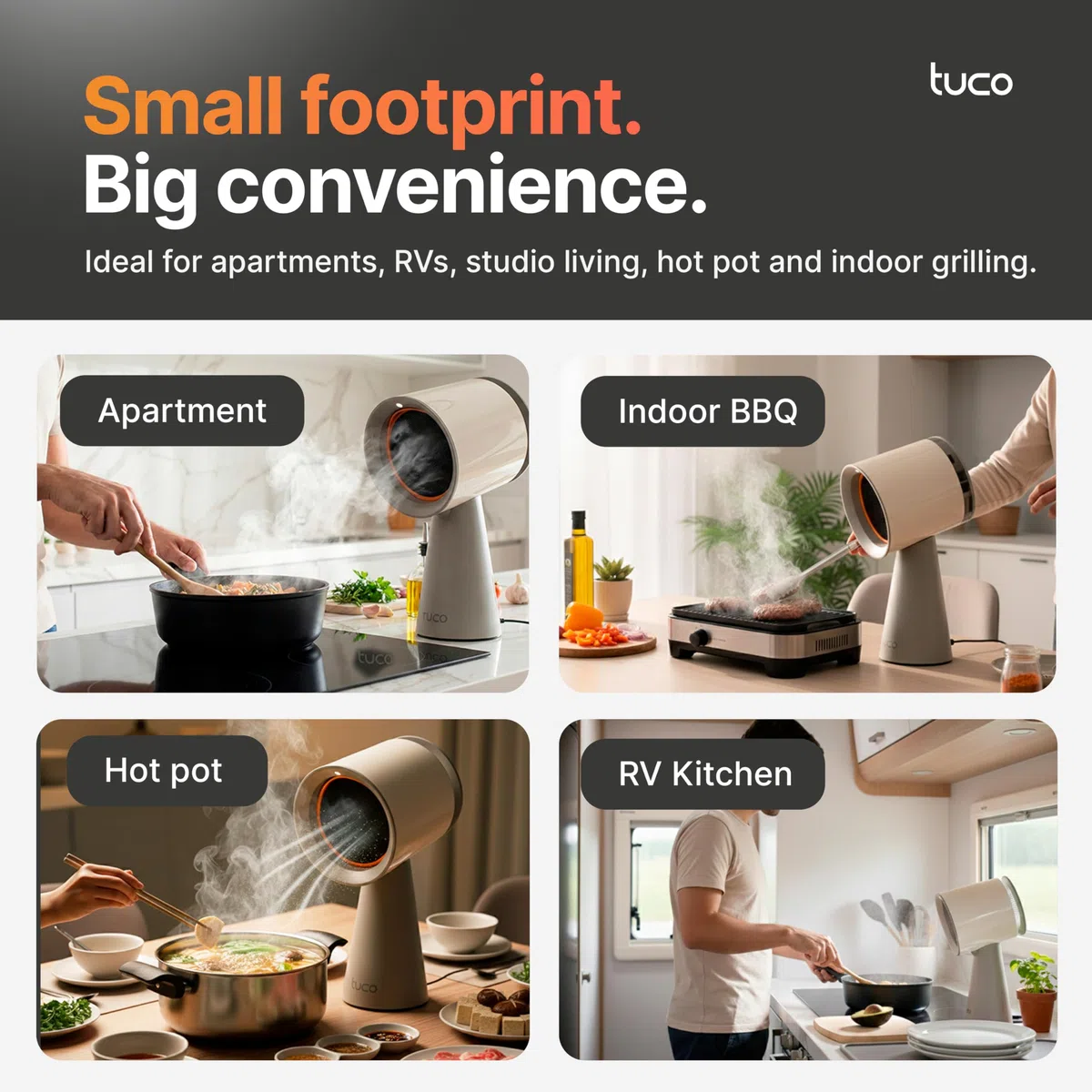 TUCO Cappa aspirante portatile estrattore cucina 3 velocità filtro alluminio rimovibile
