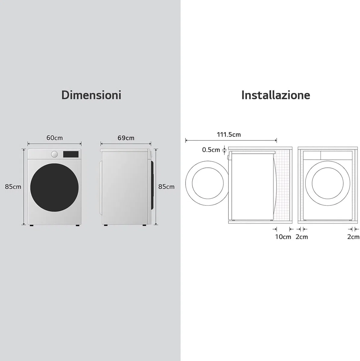 LG RH90V9AVHN Asciugatrice Smart a Carica Frontale 9 Kg, Classe C, Condensazione con Pompa di Calore, Wi-Fi con SmartThinQ, Eco Hybrid, Allergy Care, 60 x 69 x 85 cm - Bianco