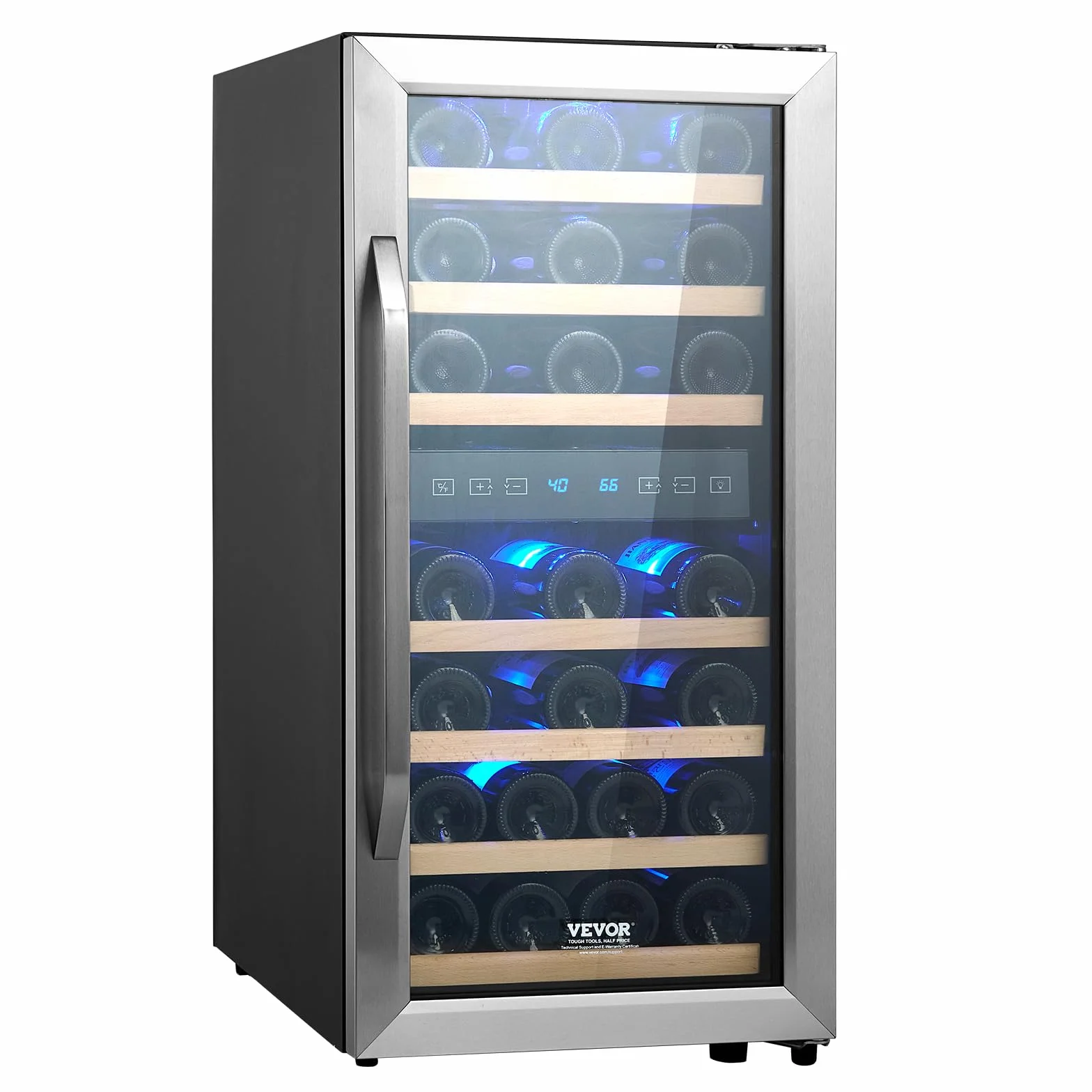 VEVOR Cantinetta per Vini Capienza da 33 Bottiglie, Cantinetta Portabottiglie Doppia Zona, Frigo con Raffreddamento ad Aria Circolante Controllo Digitale, Protezione UV, per Vino Rosso e Bianco