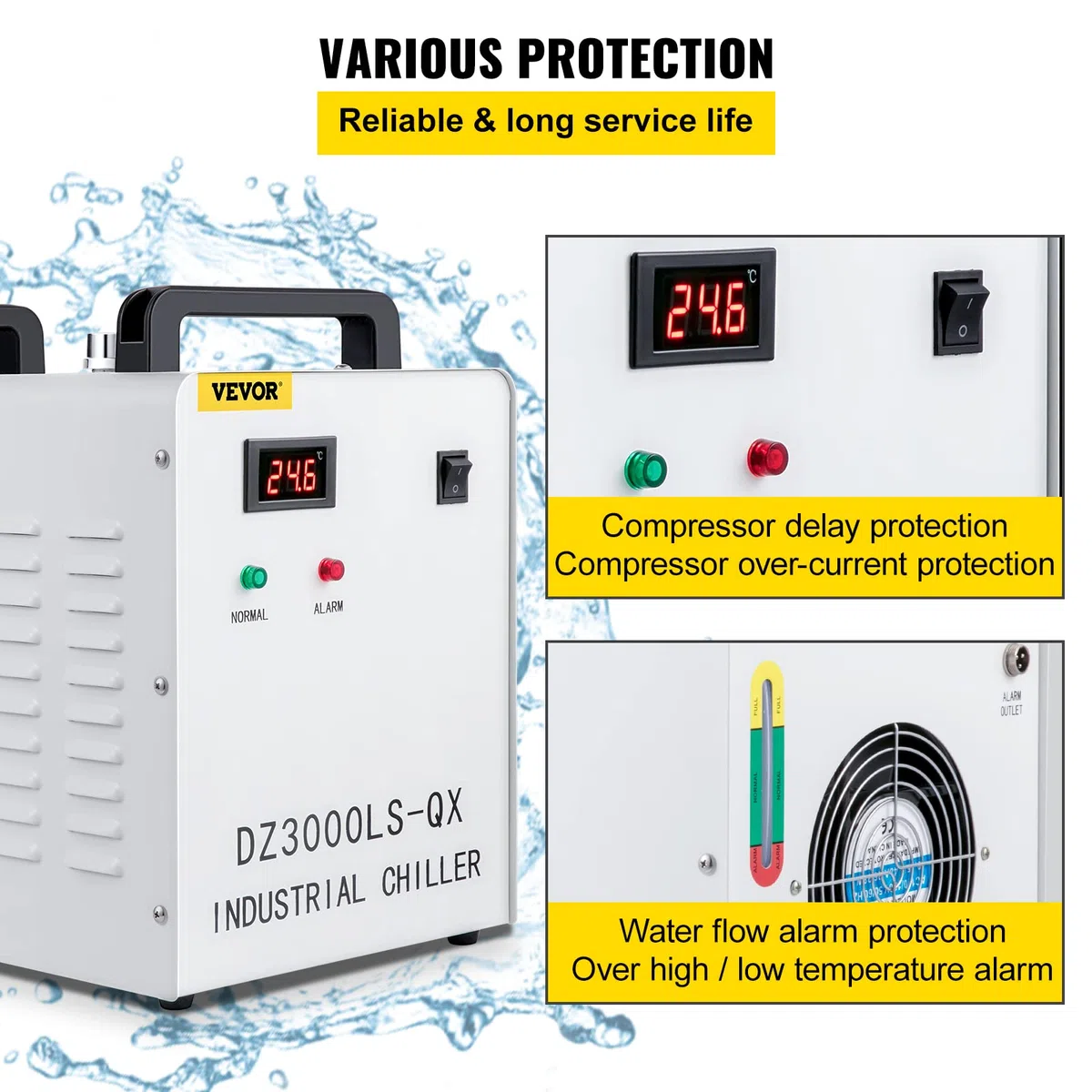 VEVOR Refrigeratore di Acqua Industriale del Refrigeratore di Acqua DZ3000LS-QX 9L Acqua Raffreddamento Refrigeratore Industriale Modello per CNC Laser Engraver