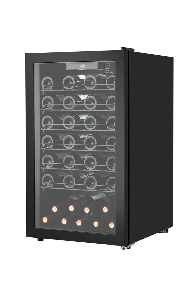 METRO Professional Cantinetta Refrigerata per Vino GWC2052, Acciaio Inox/vetro, 49 x 57.5 x 85.5 cm, 52 bottiglie, 126 L, Termostato Digitale
