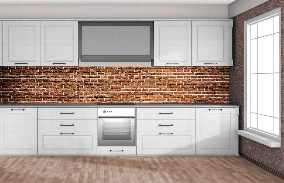 DIMEX LINE Paraschizzi Auto-Adesiva per la Cucina Vecchio Mattone 350 x 60 cm | Resistente all’Acqua | QUALITA‘ Premium