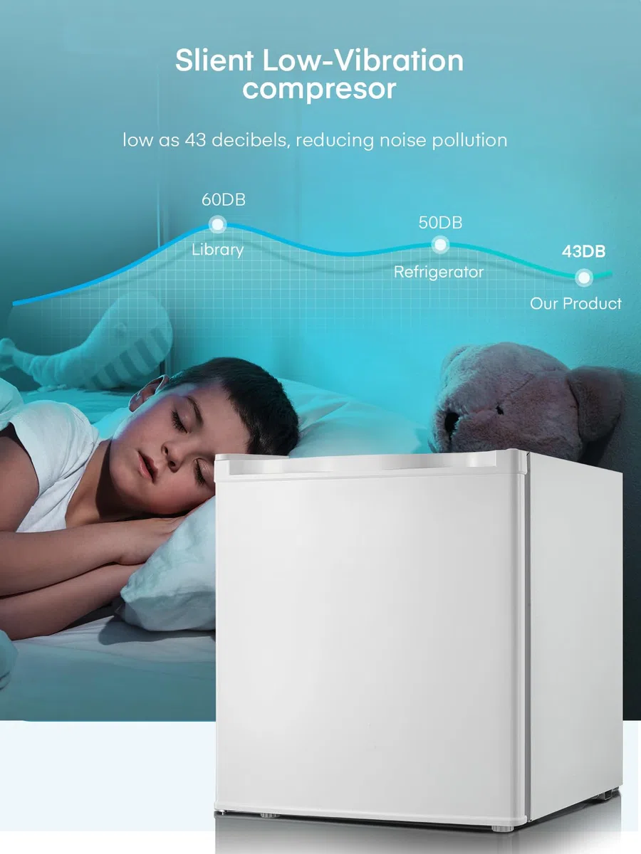 FOHERE 32L Mini Congelatore, Congelatore Piccolo con Porta Reversibile,Silenzioso, 7 Termostato Regolabile, per Hotel/Dormitorio/Appartamento/Ufficio, Nero [Classe di efficienza energetica E]