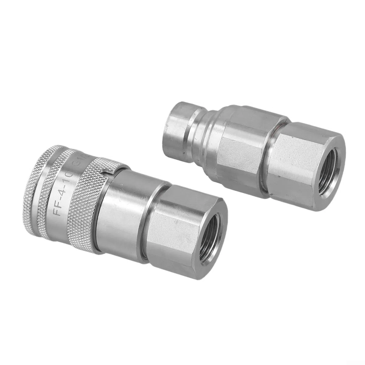 Set di accoppiatori rapidi idraulici, con valvola, design a faccia piatta, per NPT 1/4" 3/8" 1/2" 3/4", acciaio al carbonio e costruzione in acciaio inossidabile, per agricoli e industriali