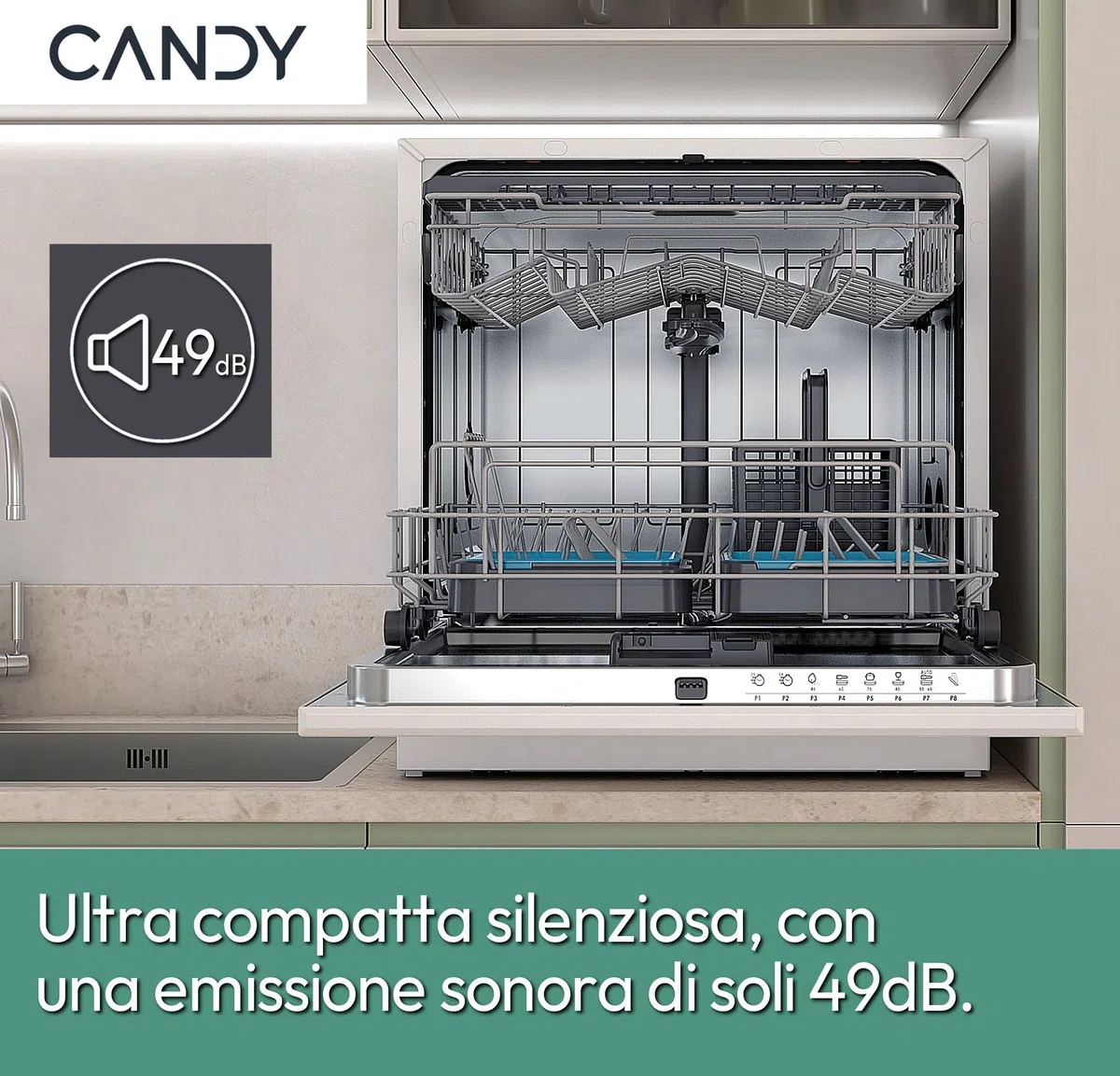 Candy Rapido' CP 8F9FFW Lavastoviglie Compatta 8 Coperti 8 Programmi 59.5x50.1x55 cm Bianco