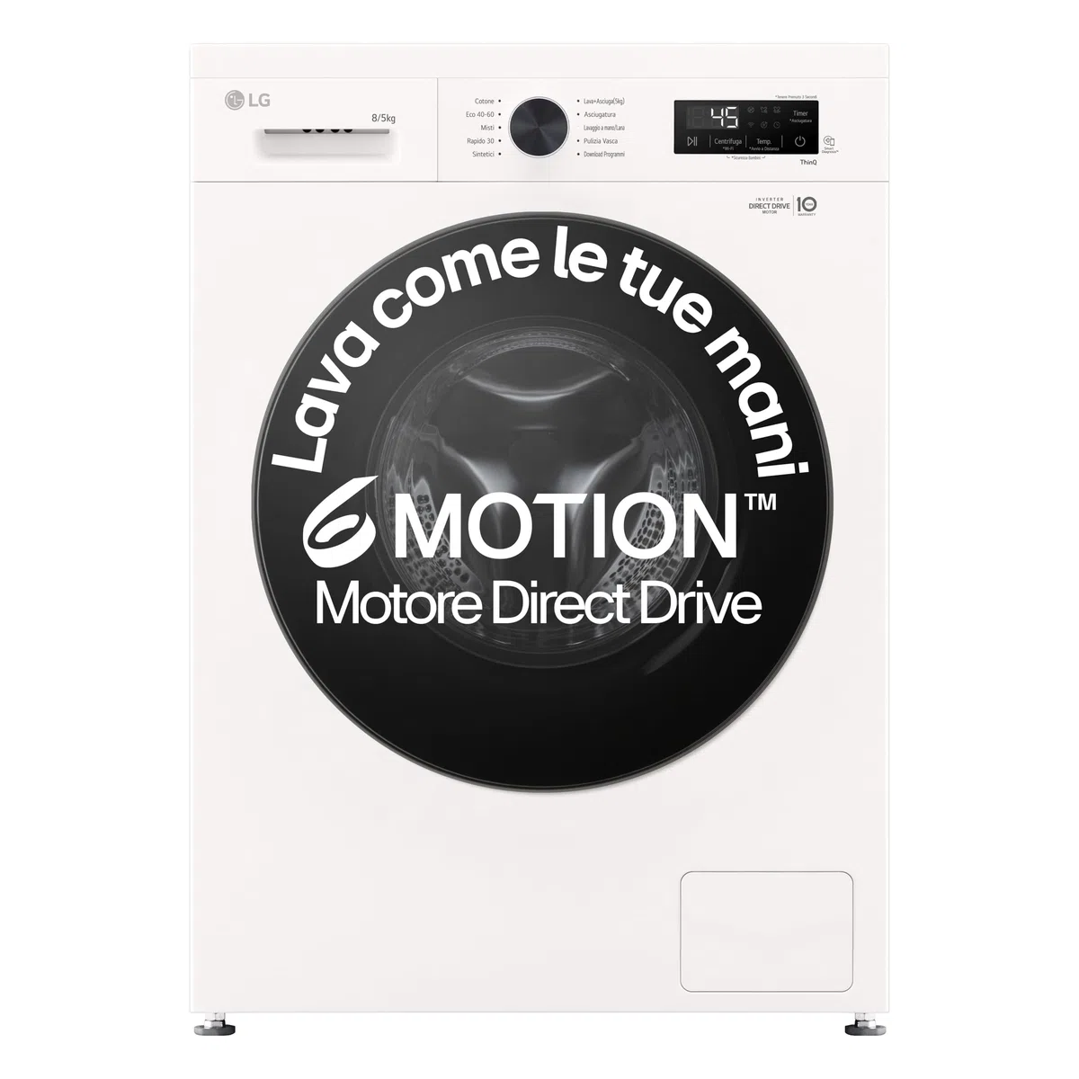 LG W4NX1085NWB Lavasciuga 8/5kg Serie X1, Lavatrice e Asciugatrice Insieme Classe A/E, 1400 Giri, Wi-Fi, Top Rimovibile, Vapore Allergy Care, Tecnologia 6 Motion Direct Drive, Bianca