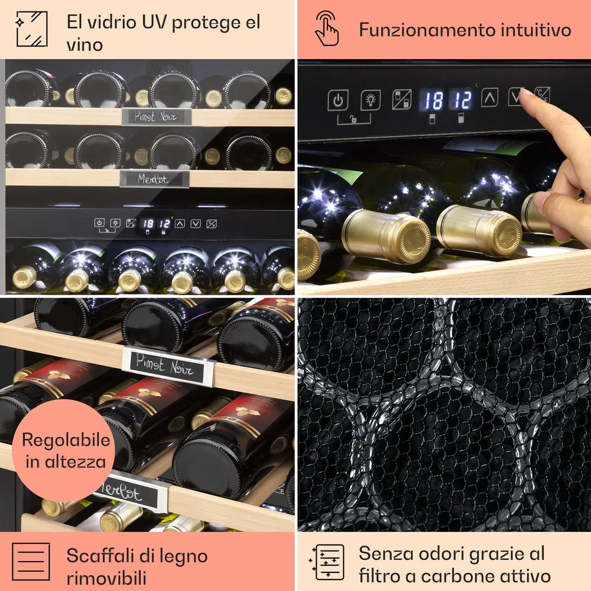 KLARSTEIN Cantinetta Vino Refrigerata a Zona Doppia 85L 36 Bottiglie 5-22°C